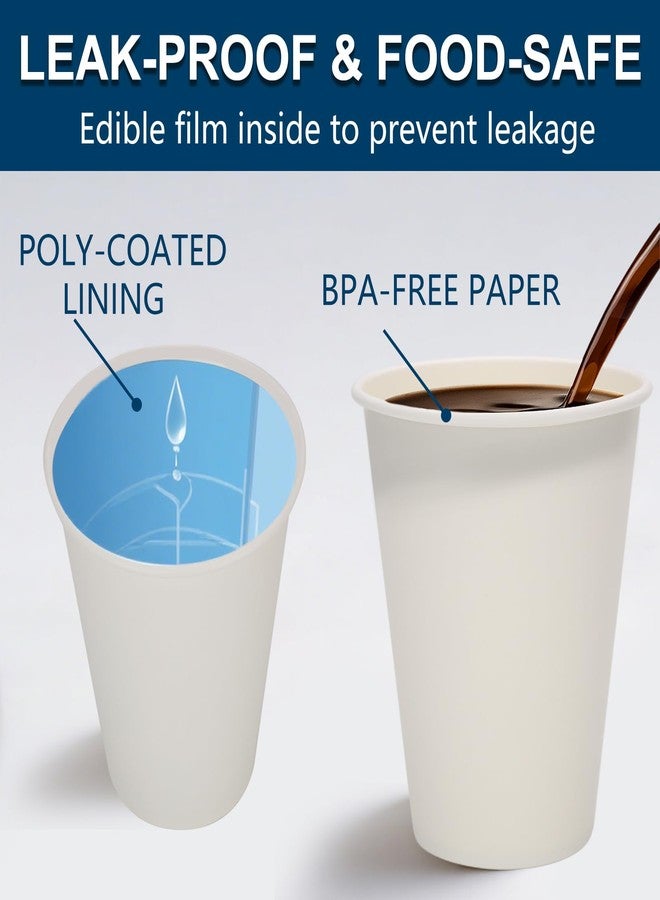 PULOSPACK 100 Count 12 oz Disposable Paper Coffee Cups – Thickened White Paper Cups for Hot/Cold Drinks, Leak-Free Food Safe Paper Cups for Home, Office, Party, Events - Image 4